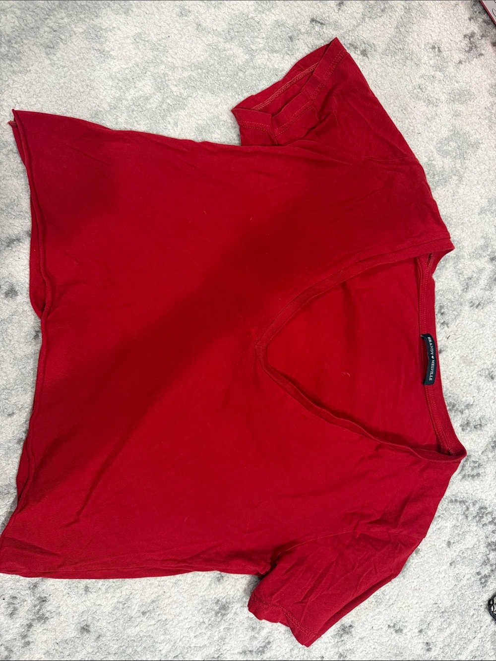Brandy Melville Red V-Neck Tee